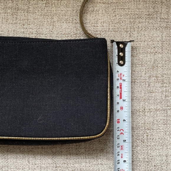 Kate Spade vintage black cloth shoulder bag/purse with green leather trim. - Picture 4 of 14